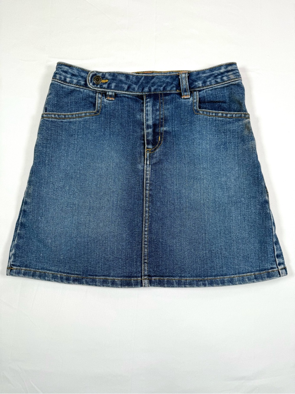 VINTAGE OLD NAVY Girls Denim Mini Skirt 8 Y2K McBling Pleated Preppy